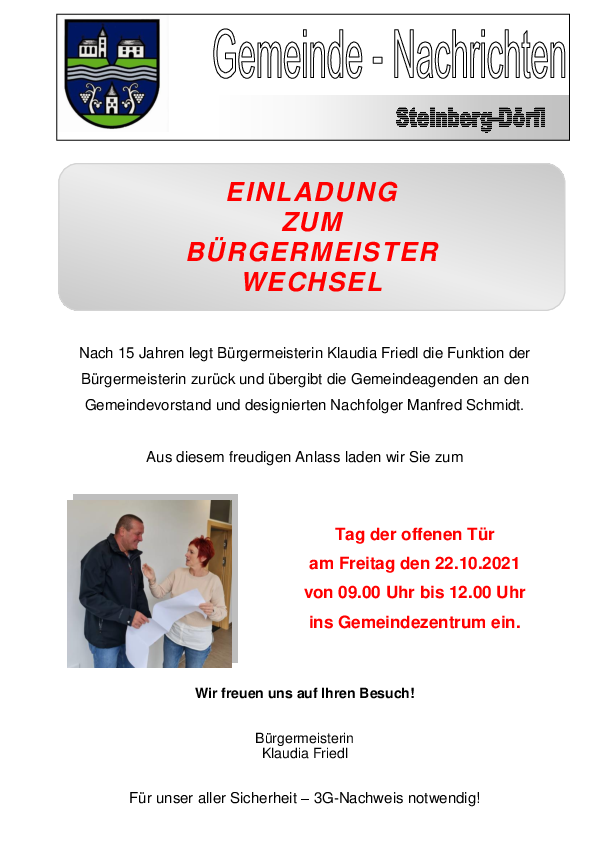 Einladung zum Bürgermeisterwechsel