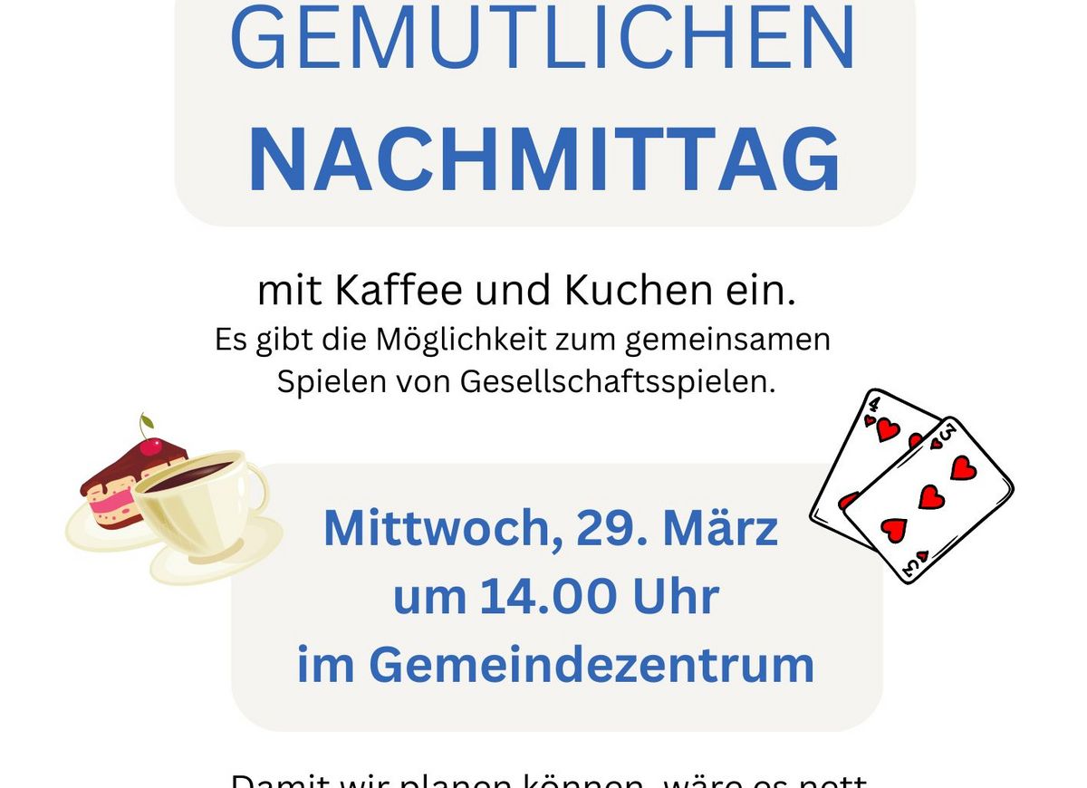 Gemütlicher Nachmittag mit Kaffee und Kuchen